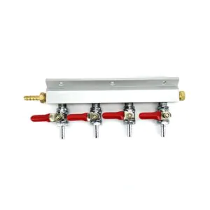 4 Way Output Gas Line Manifold Splitter with Integrated Check Valves