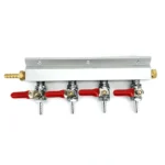 4 Way Output Gas Line Manifold Splitter with Integrated Check Valves