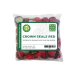 Crown Seals Red Product Overview: Red Crown Seals are a perfect choice for homebrewers who want to color-coordinate their different styles of brews. These vibrant red caps not only provide a secure, airtight seal to preserve the freshness and carbonation of your beverages but also offer a practical way to organize and distinguish between your various creations. Easy to apply with standard capping tools, they add both functionality and flair to your bottling process. Quality and Craftsmanship: Designed for all regular beer bottles, these crown seals offer a tight seal, ensuring your brews stay fresh and bubbly. Whether bottling beer, cider, or other carbonated drinks, Red Crown Seals are simple to use and reliable, giving your bottles a professional look. Made with quality materials, they’re built for long-lasting performance and suitable for a variety of bottle types, including pry-off bottles. Key Features: Fit: Designed for use with all regular beer bottles Seal: Creates a secure, airtight seal to retain freshness and carbonation Color Coordination: Ideal for organizing brews - use red seals for Red Ales, Stouts, Dark Beers, or Berry Ciders Ease of Use: Simple to apply with standard bottle capping tools Appearance: Adds a splash of vibrant red for a professional and attractive finish Brewing Applications: Red Crown Seals are ideal for distinguishing darker or berry-based brews from other styles. Use them to organize your beer collection or create themed batches—such as Red Ales, rich Stouts, or fruit-infused Berry Ciders. Their bright red color not only helps with identification but also adds a decorative touch, making them perfect for gifting or special events. Why Choose Red Crown Seals? Red Crown Seals provide both style and substance, helping brewers stay organized while ensuring each bottle is properly sealed. They offer a professional finish and are easy to apply, making them a great addition to your homebrewing toolkit. Add some color to your bottling - use Red Crown Seals for distinctive, well-sealed brews that look as good as they taste. Crown Seals Red