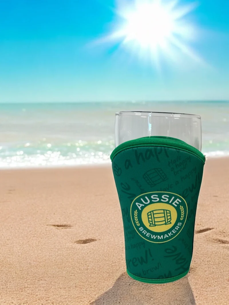 Stubby Beer Glass and Waved Cooler Holder - MATCHY & STYLISH SET!